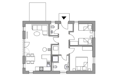 Küselhof Ferienhaus für vier Personen Grundriss